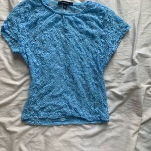 Ambiance Blue Cap Sleeve Fitted Blouse